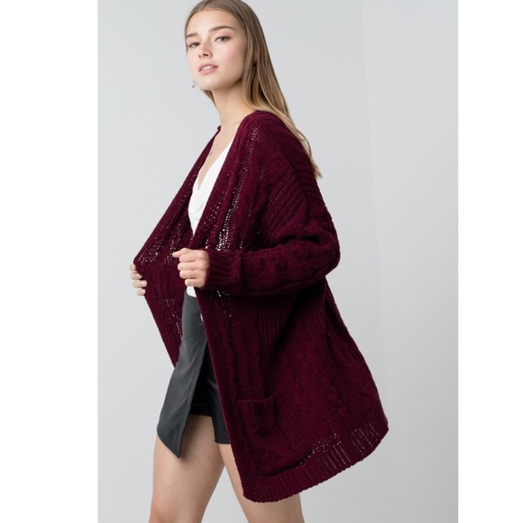 HP BEST IN BTQ WINE chunky knit cardigan - Picture 4 of 4